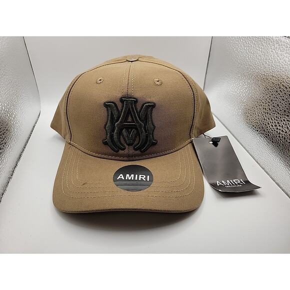 AMIRI Snapback Cap Hat Adjustable One Size Fits All Brown Green Logo NWT - Picture 1 of 8